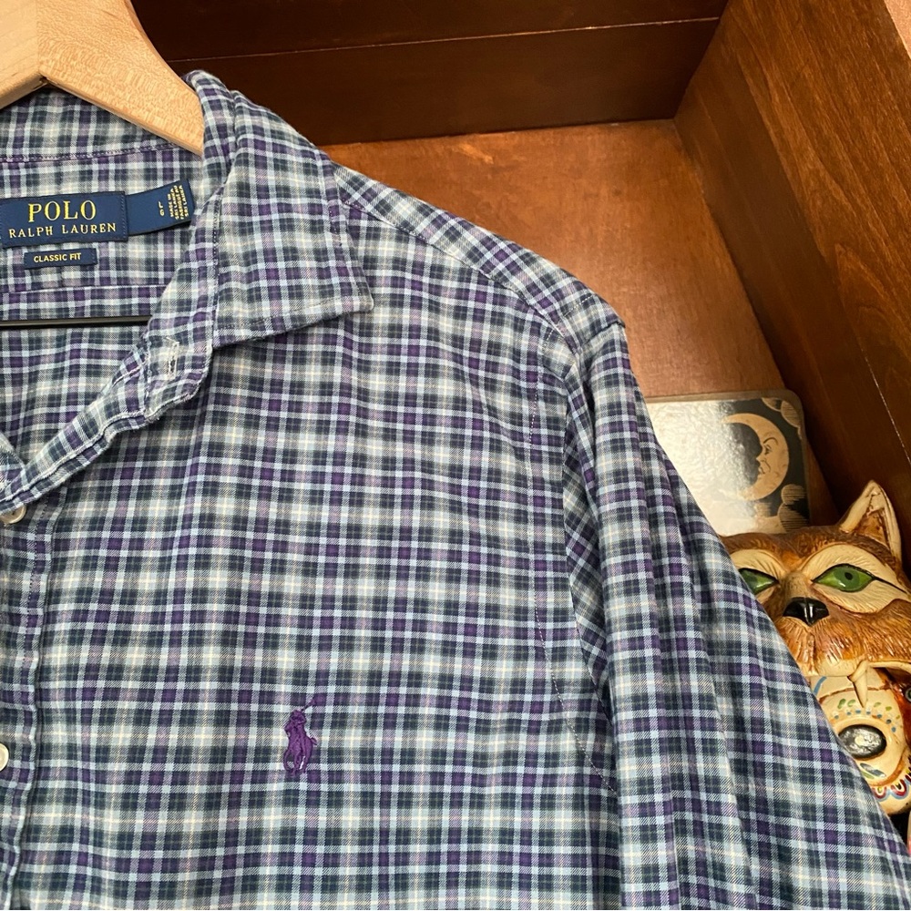 Polo by Ralph Lauren - Classic Fit Plaid Button Down - Blue Purple - Men’s Large